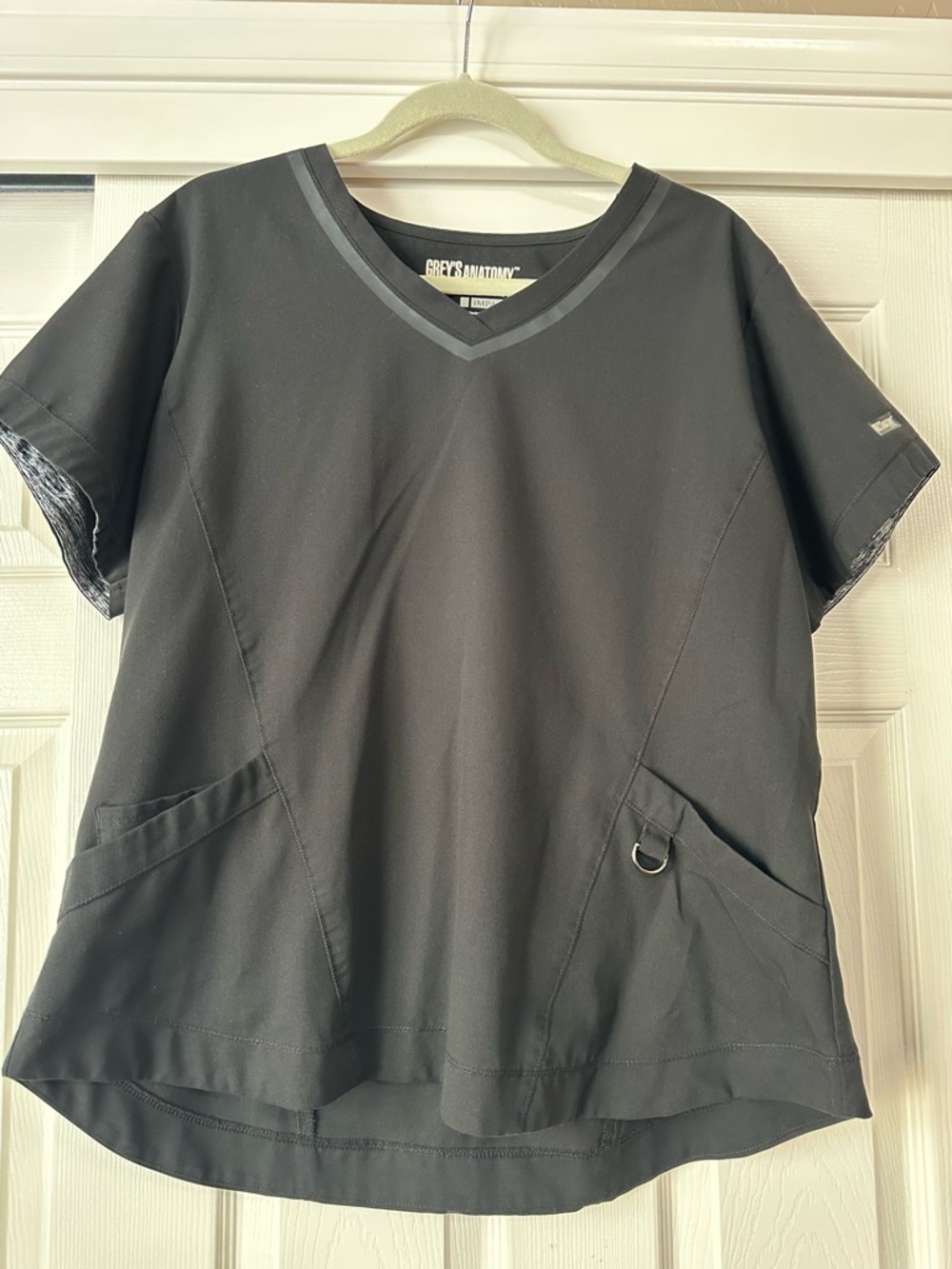 Grey's Anatomy Black V-Neck Scrub Top with D-Ring